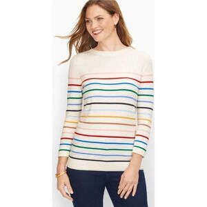 Talbots Breton Cream Multi Stripe Crew Neck Long Sleeve Sweater Size‎ Small
